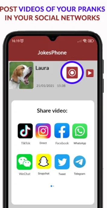 Social Media sharing feature of Jokes phone mod apk